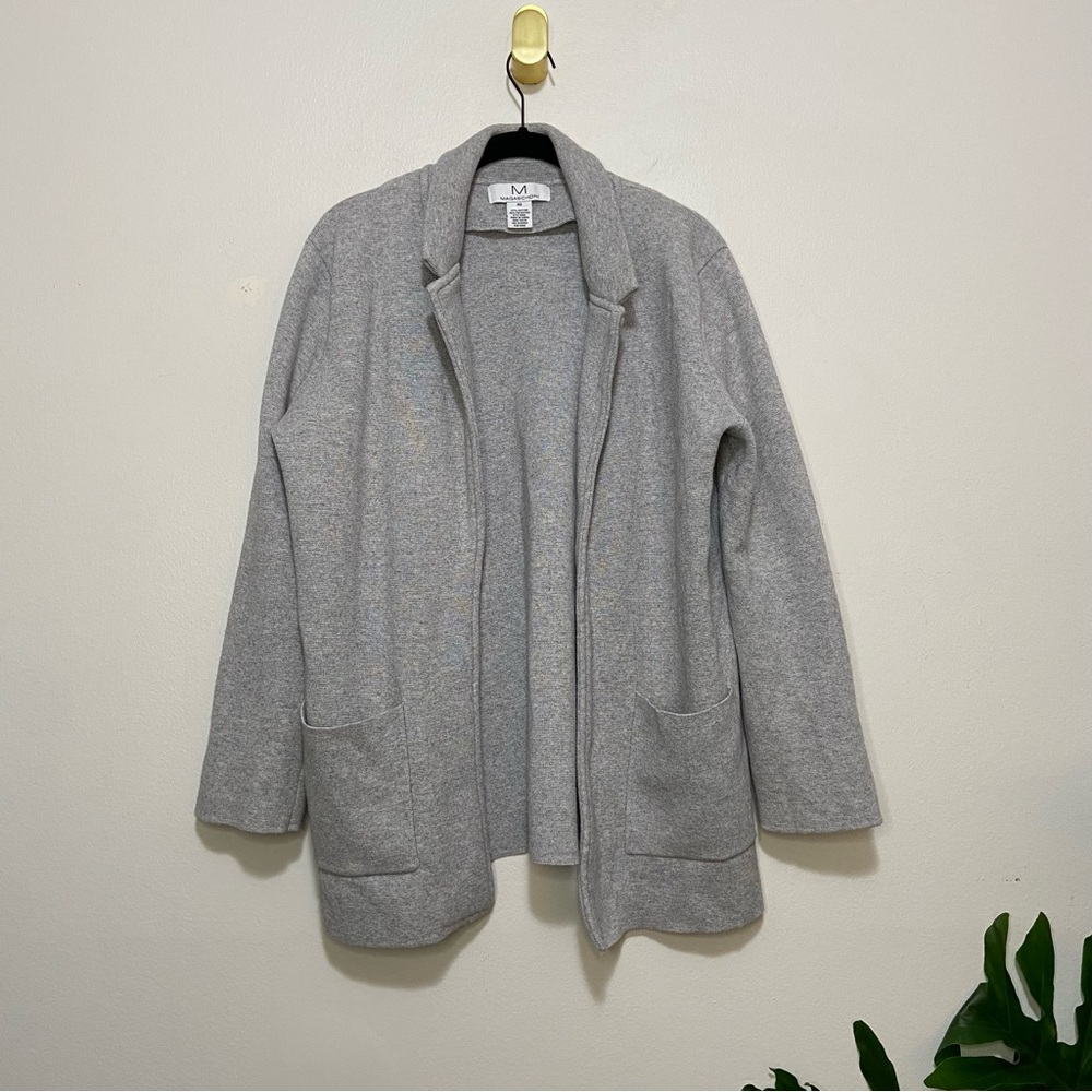 Magaschoni Nordstrom Open Front Wool Blend Gray Cardigan Sweater